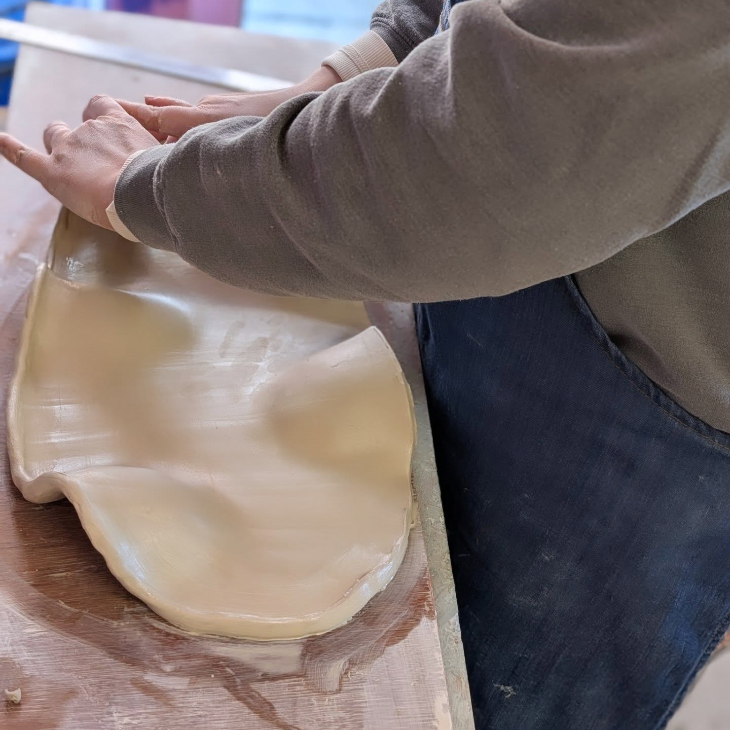 Hand-building a large clay piece